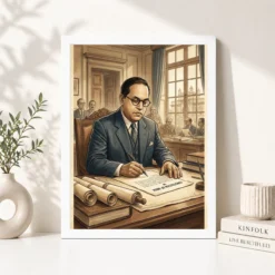Ambedkar Writing Constitution Historic Moment Blue Gold Art Photo Frame 12 ambedkar writing constitution historic moment blue gold art 03 white 4