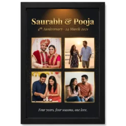 Anniversary Collage 4 Photos Floral Couple Keepsake Photo Frame