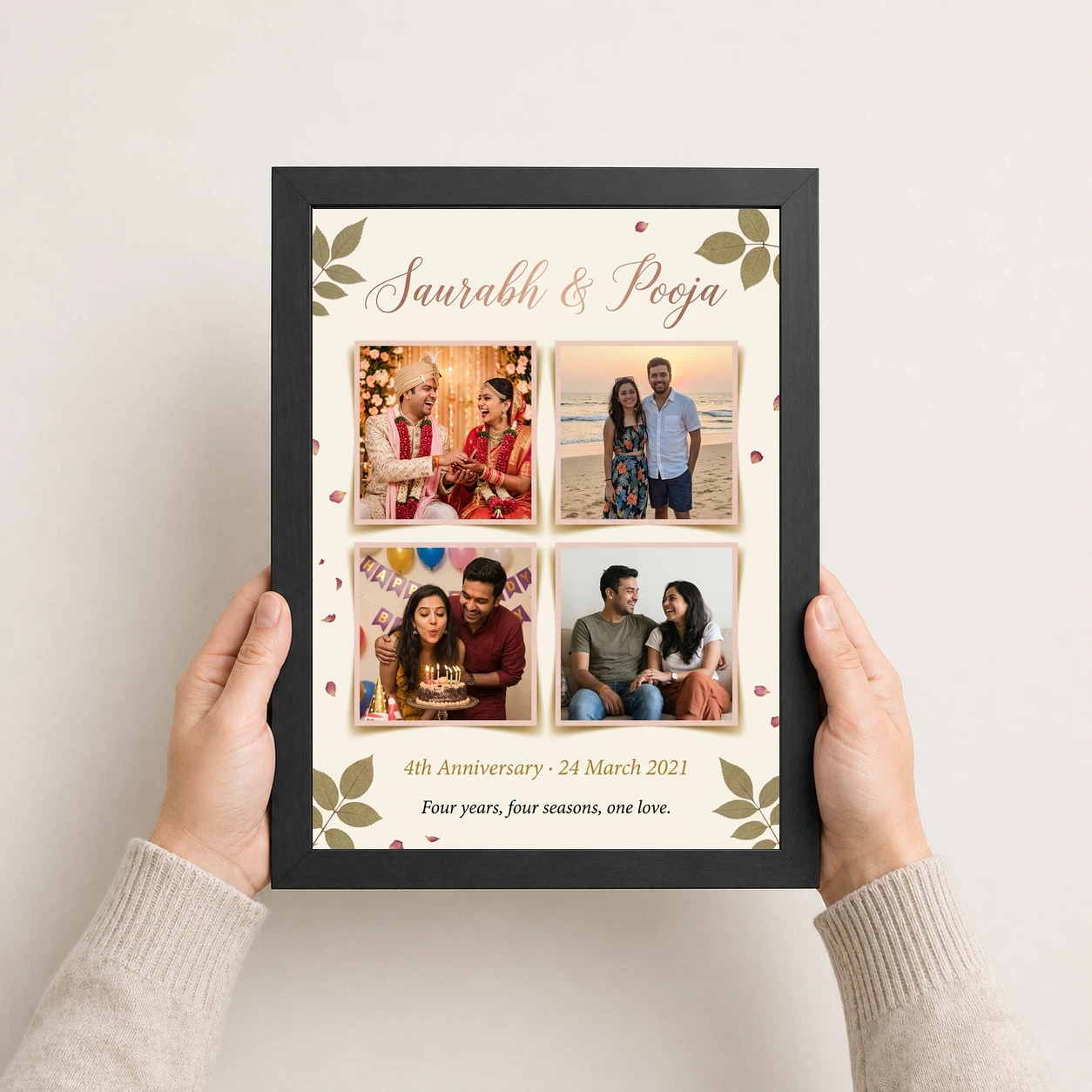 Anniversary Collage 4 Photos Memories Love Story Photo Frame 3 Anniversary Collage 4 Photos Memories Love Story Photo Frame - Image 3