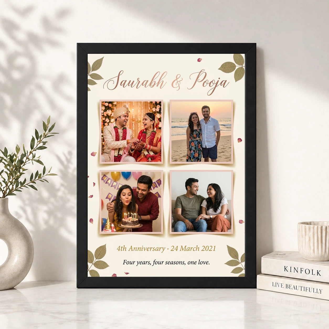 Anniversary Collage 4 Photos Memories Love Story Photo Frame 4 Anniversary Collage 4 Photos Memories Love Story Photo Frame - Image 4