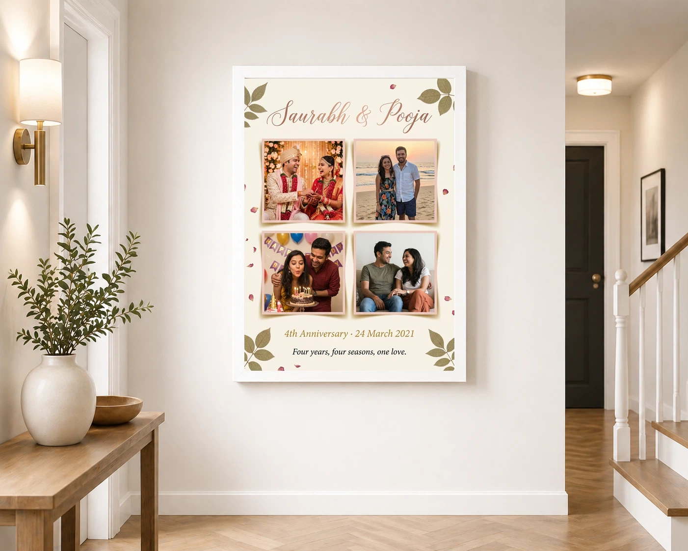 Anniversary Collage 4 Photos Memories Love Story Photo Frame 6 Anniversary Collage 4 Photos Memories Love Story Photo Frame - Image 6