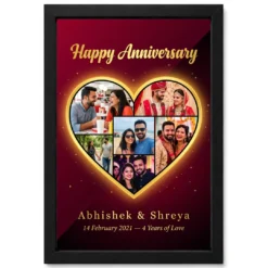 Anniversary Heart Collage Rose Photos Romantic Couple Photo Frame