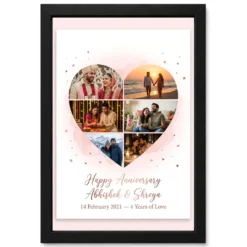 Anniversary Heart Shape Photo Collage Love Romantic Photo Frame
