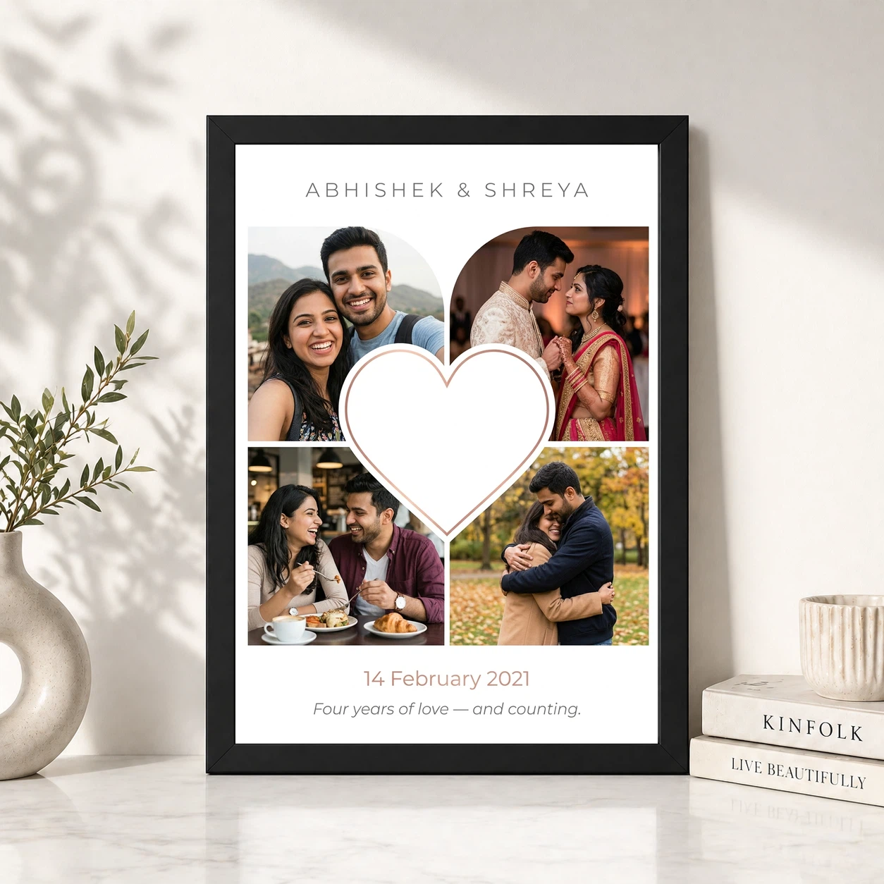 Anniversary Heart Shaped Collage Love Mosaic Couple Photo Frame 4 Anniversary Heart Shaped Collage Love Mosaic Couple Photo Frame - Image 4