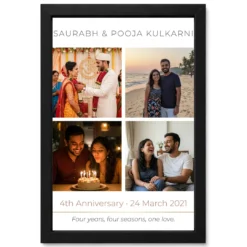 Anniversary Photo Collage 4 Images Vintage Heart Love Photo Frame