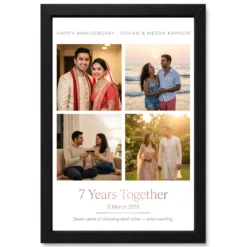Anniversary Photo Collage Frame Floral Heart Couple Love Photo Frame