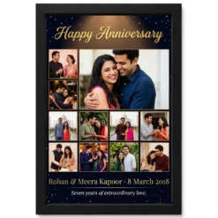 Anniversary Photo Collage Frame Rose Gold Elegant Love Photo Frame