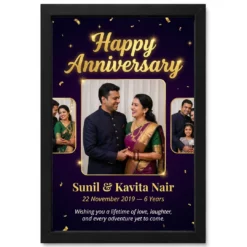 Anniversary Wishes Elegant Script Love Heartfelt Message Photo Frame