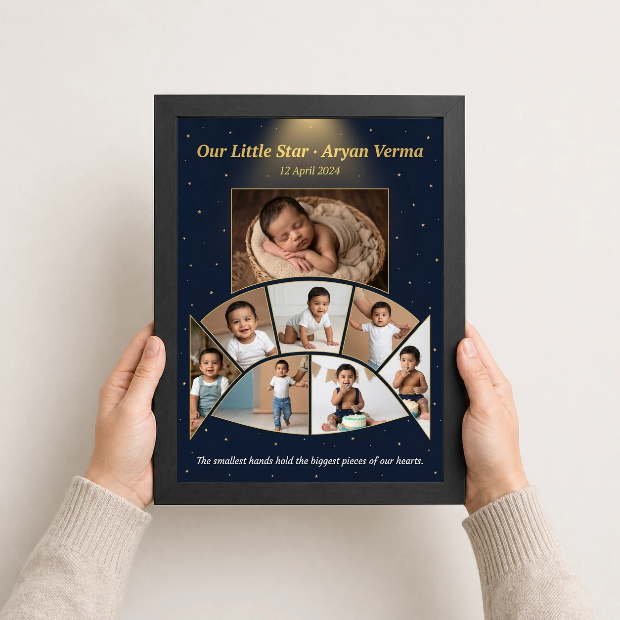 Baby Collage Frame Sky Blue Stars First Year Memories Photo Frame 3 Baby Collage Frame Sky Blue Stars First Year Memories Photo Frame - Image 3