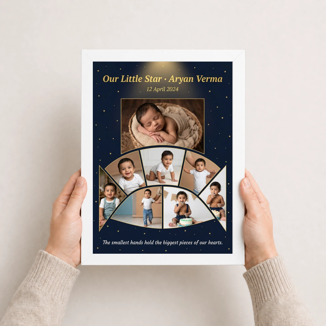 Baby Collage Frame Sky Blue Stars First Year Memories Photo Frame 7 Baby Collage Frame Sky Blue Stars First Year Memories Photo Frame - Image 7