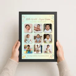 Baby Collage Frame Soft Pastel Memories Milestone Photo Frame 10 baby collage frame soft pastel memories milestone photo frame 01 black 3