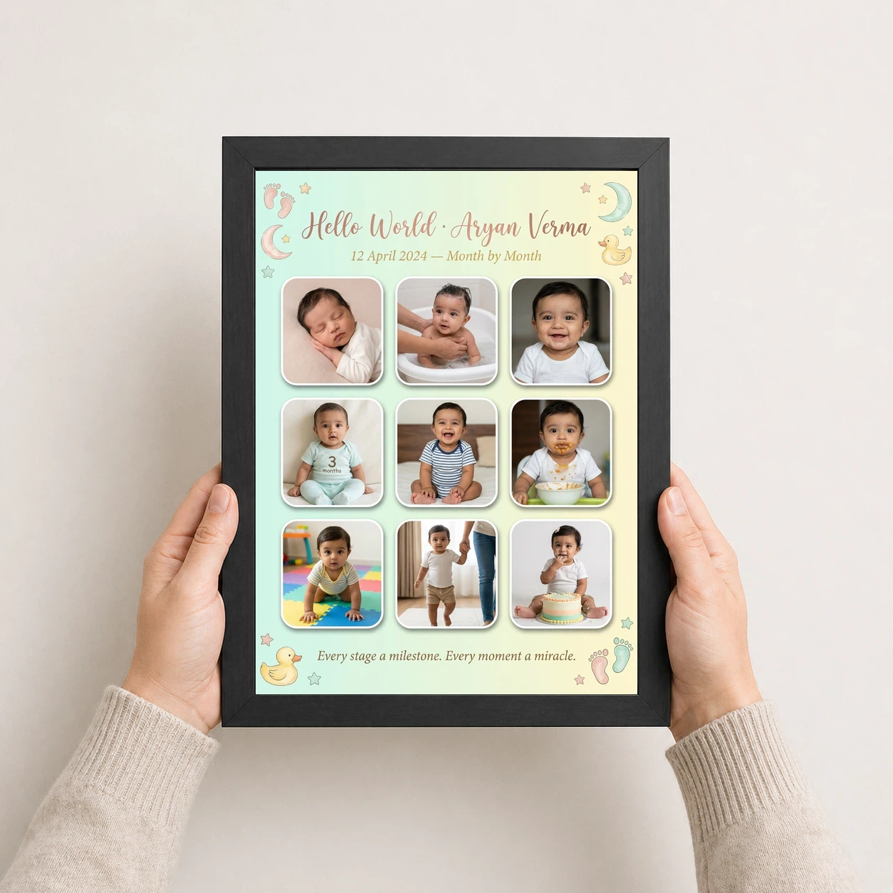 Baby Collage Frame Soft Pastel Memories Milestone Photo Frame 3 Baby Collage Frame Soft Pastel Memories Milestone Photo Frame - Image 3