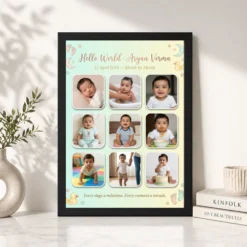 Baby Collage Frame Soft Pastel Memories Milestone Photo Frame 11 baby collage frame soft pastel memories milestone photo frame 01 black 4
