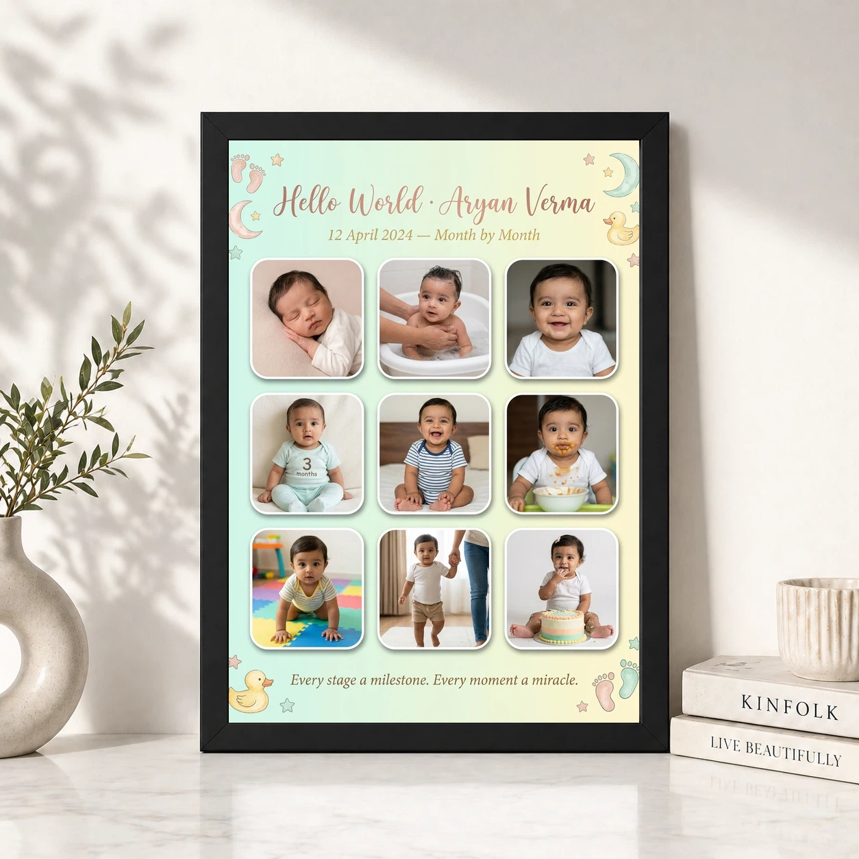 Baby Collage Frame Soft Pastel Memories Milestone Photo Frame 4 Baby Collage Frame Soft Pastel Memories Milestone Photo Frame - Image 4