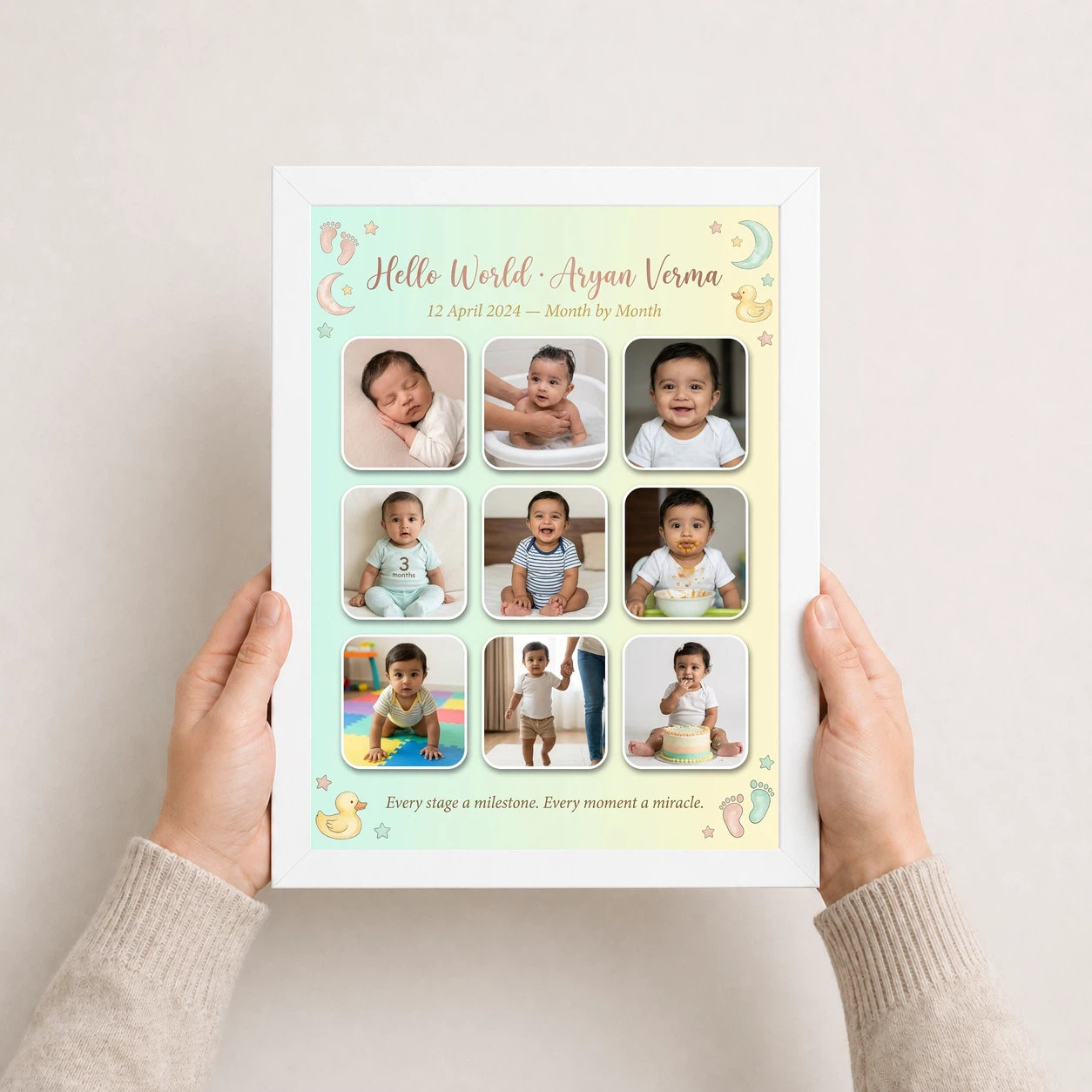 Baby Collage Frame Soft Pastel Memories Milestone Photo Frame 7 Baby Collage Frame Soft Pastel Memories Milestone Photo Frame - Image 7