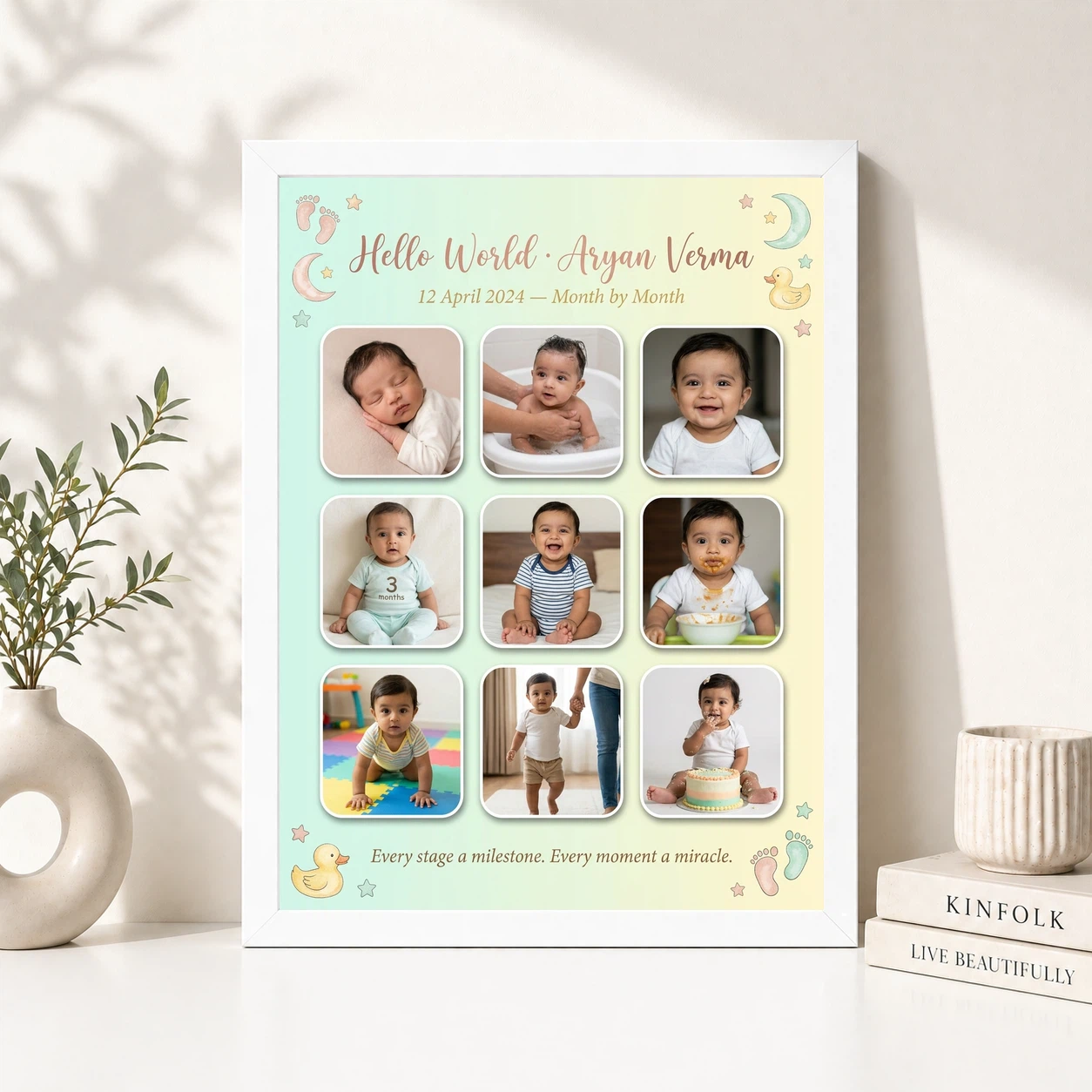 Baby Collage Frame Soft Pastel Memories Milestone Photo Frame 8 Baby Collage Frame Soft Pastel Memories Milestone Photo Frame - Image 8