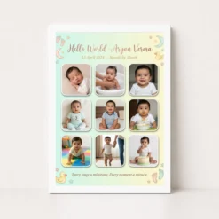 Baby Collage Frame Soft Pastel Memories Milestone Photo Frame 12 baby collage frame soft pastel memories milestone photo frame 01 white main