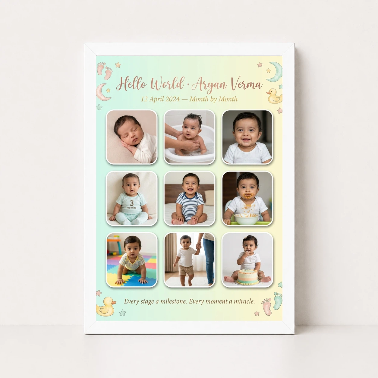 Baby Collage Frame Soft Pastel Memories Milestone Photo Frame 5 Baby Collage Frame Soft Pastel Memories Milestone Photo Frame - Image 5