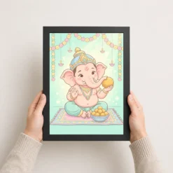 baby ganesha ladoo cute pastel festive illustration art 12 black 3