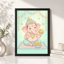 baby ganesha ladoo cute pastel festive illustration art 12 black 4