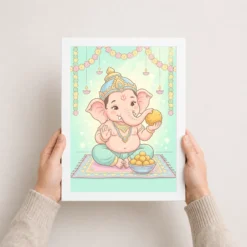 baby ganesha ladoo cute pastel festive illustration art 12 white 3