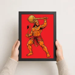 bajrang bali hanuman heroic gada bold red illustration 04 black 3