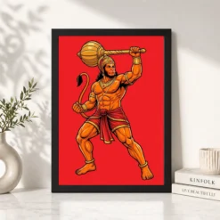 bajrang bali hanuman heroic gada bold red illustration 04 black 4
