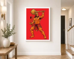 bajrang bali hanuman heroic gada bold red illustration 04 white 2