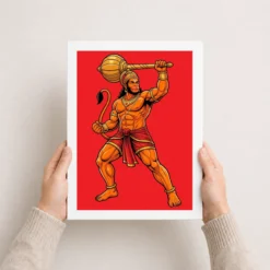 bajrang bali hanuman heroic gada bold red illustration 04 white 3