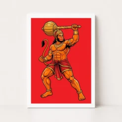 bajrang bali hanuman heroic gada bold red illustration 04 white main