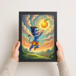 bal hanuman childhood picking sun playful divine art 16 black 3