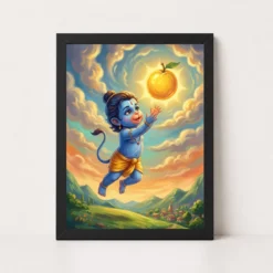 Bal Hanuman Childhood Picking Sun Playful Divine Art Photo Frame
