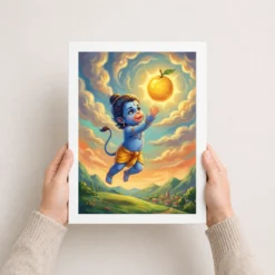bal hanuman childhood picking sun playful divine art 16 white 3