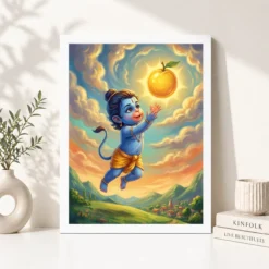 bal hanuman childhood picking sun playful divine art 16 white 4