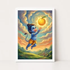 bal hanuman childhood picking sun playful divine art 16 white main