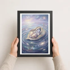 bal krishna cosmic banyan leaf divine ocean pastel art 08 black 3