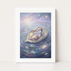 bal krishna cosmic banyan leaf divine ocean pastel art 08 white main