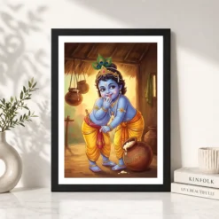 bal krishna stealing butter makhan chor traditional art 03 black 4