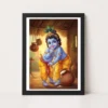 Bal Krishna Stealing Butter Makhan Chor Traditional Art Photo Frame 16 bal krishna stealing butter makhan chor traditional art 03 black main