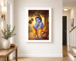bal krishna stealing butter makhan chor traditional art 03 white 2