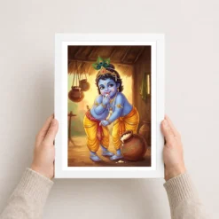 bal krishna stealing butter makhan chor traditional art 03 white 3