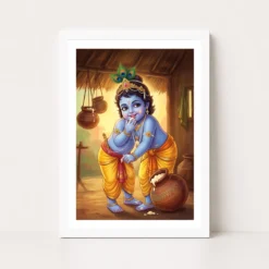 bal krishna stealing butter makhan chor traditional art 03 white main