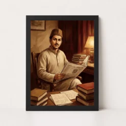 Bhagat Singh Newspaper Books Intellectual Revolutionary Art Photo Frame