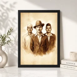 Alternative view of Bhagat Singh Rajguru Sukhdev Freedom Fighters Sepia Art Photo Frame