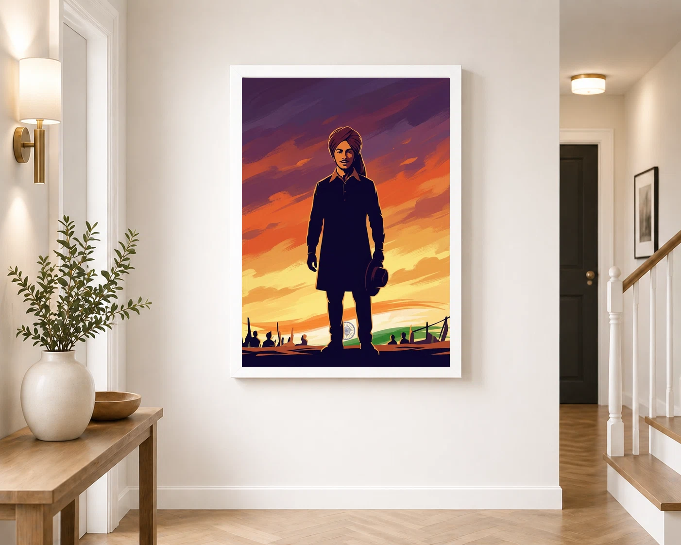 Bhagat Singh Silhouette Sunset Sacrifice Freedom Patriotic Art Photo Frame 4 Bhagat Singh Silhouette Sunset Sacrifice Freedom Patriotic Art Photo Frame - Image 4