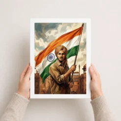 bhagat singh tricolor national pride saffron white green art 06 white 3