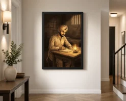 Bhagat Singh Writing Jail Determination Lamp Revolutionary Art Photo Frame 14 bhagat singh writing jail determination lamp revolutionary art 04 black 2