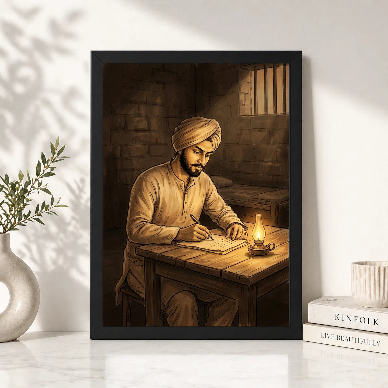 Bhagat Singh Writing Jail Determination Lamp Revolutionary Art Photo Frame 6 Bhagat Singh Writing Jail Determination Lamp Revolutionary Art Photo Frame - Image 6