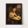 Bhagat Singh Writing Jail Determination Lamp Revolutionary Art Photo Frame