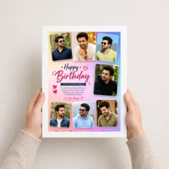 Birthday Frame for Boyfriend 6 Photo Pink Hearts Theme 14 birthday frame for boyfriend 6 photo pink hearts theme white 3